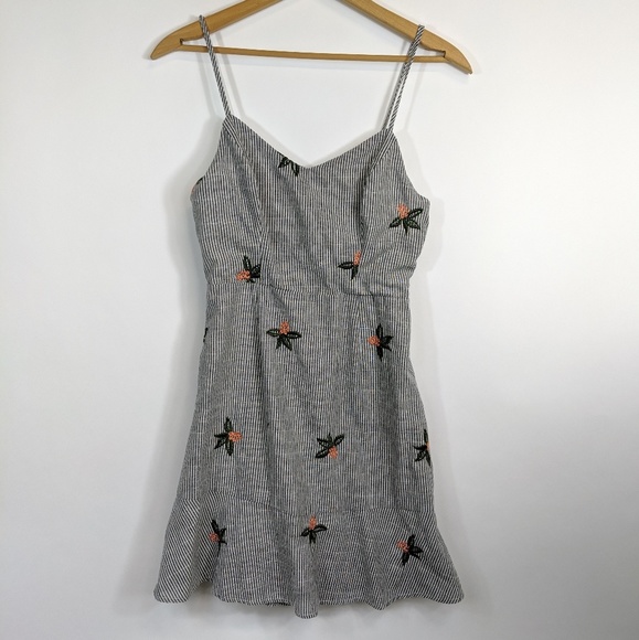Lush Dresses & Skirts - Lush floral embroidered striped dress